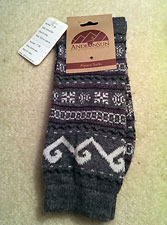 Geometric Patterned Alpaca Crew Socks for Women – Grey